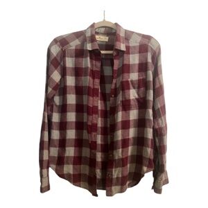 Hollister Maroon and Gray Plaid Flannel Shirt Size XS